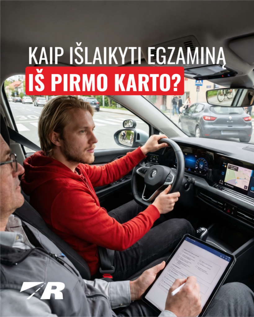 kaip išlaikyti vairavimo egzaminą? Kiek klaidų galima padaryti vairavimo egzamine? Kokios dažniausios klaidos egzamine? kaip suvaldyti stresą prieš vairavimo egzaminą?